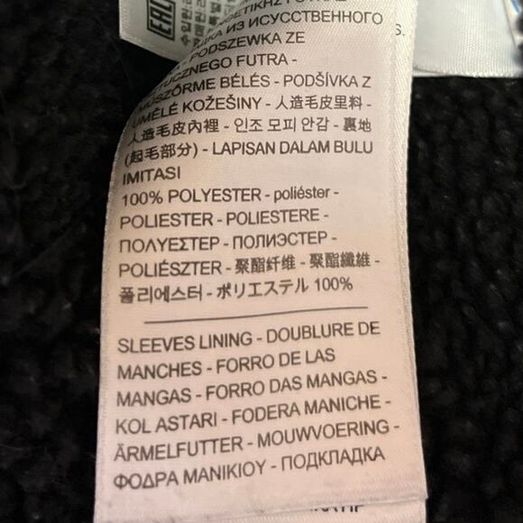 Levi’s Black Denim Sherpa Fleece Long Sleeve Button Down Trucker Coat Jacket S - Picture 5 of 5